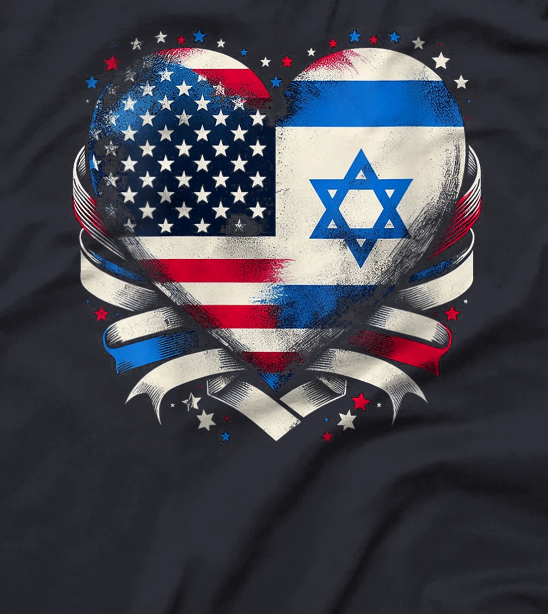 Womens USA Israel Heart - Dual Citizenship T-Shirt