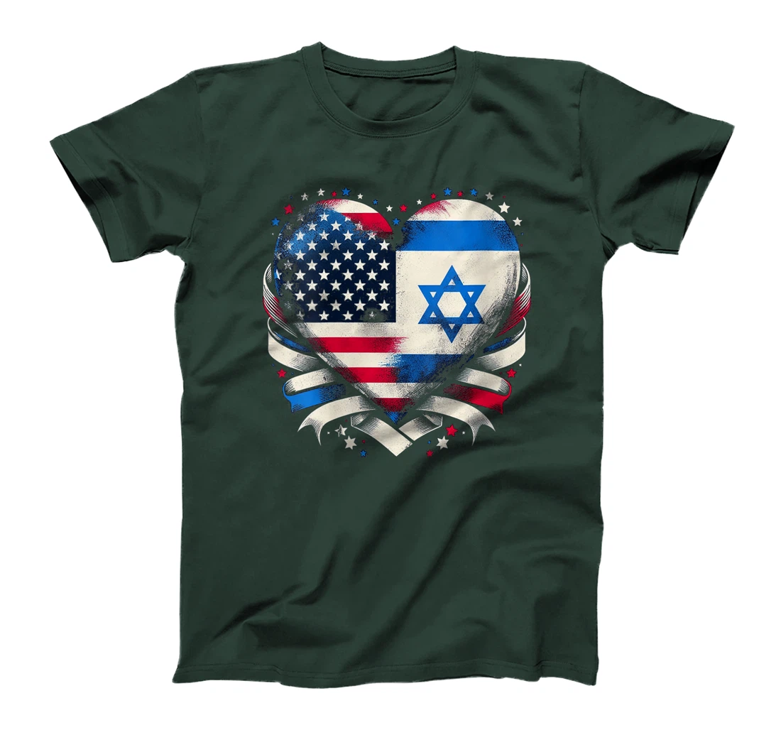 Womens USA Israel Heart - Dual Citizenship T-Shirt
