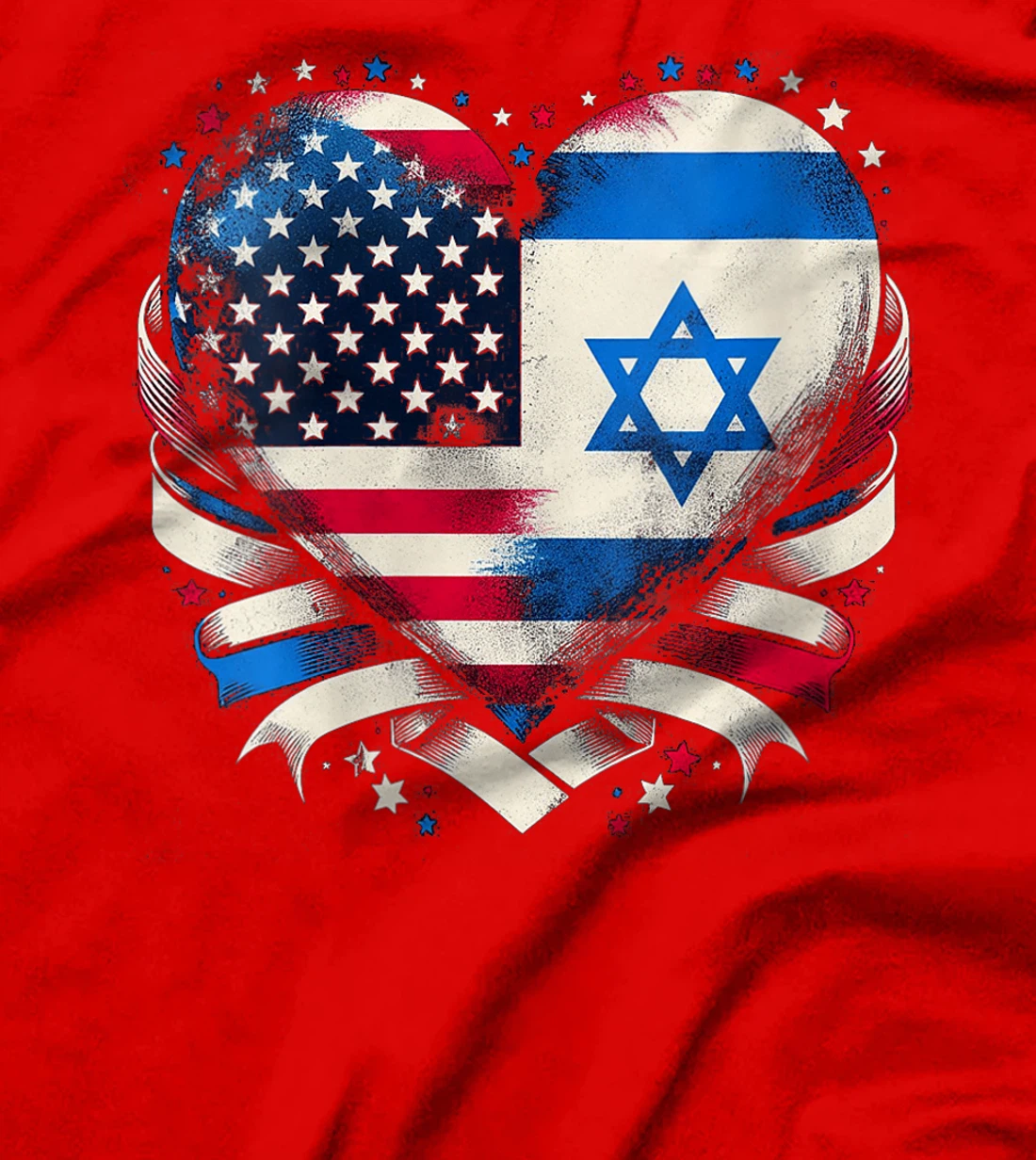 Womens USA Israel Heart - Dual Citizenship T-Shirt