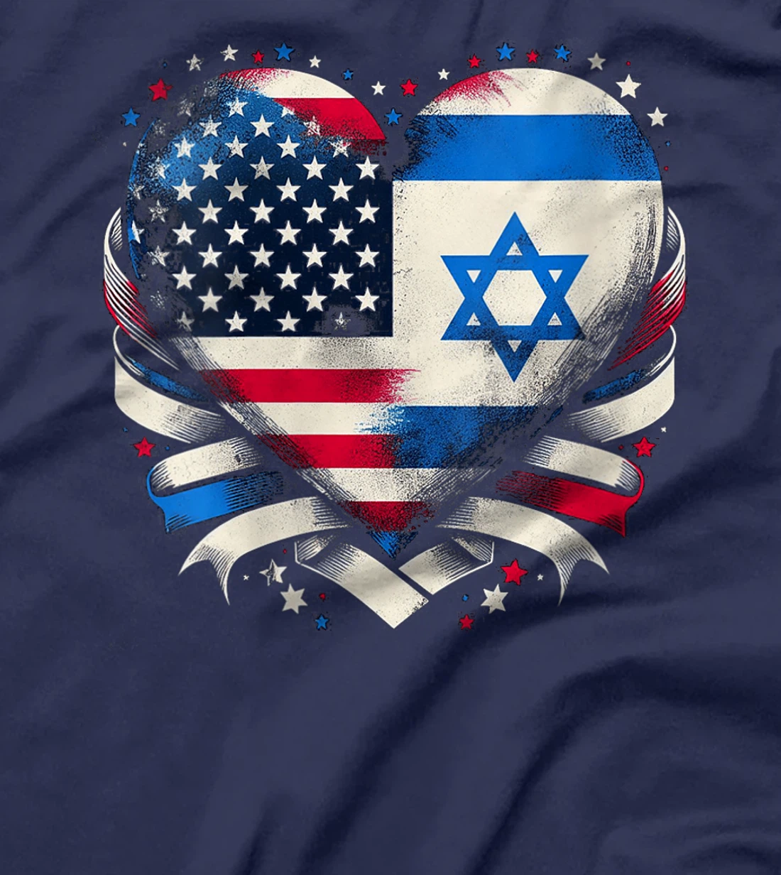 Womens USA Israel Heart - Dual Citizenship T-Shirt