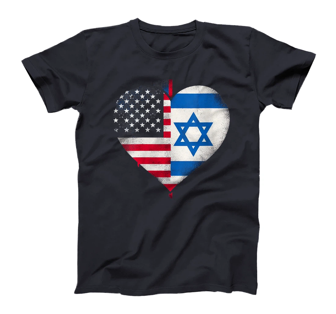 Womens USA Israel Heart - Dual Citizenship T-Shirt