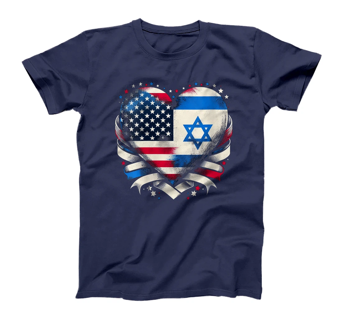 Womens USA Israel Heart - Dual Citizenship T-Shirt