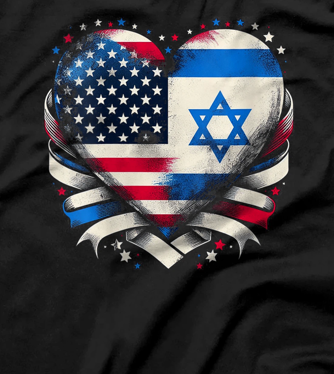 Womens USA Israel Heart - Dual Citizenship T-Shirt