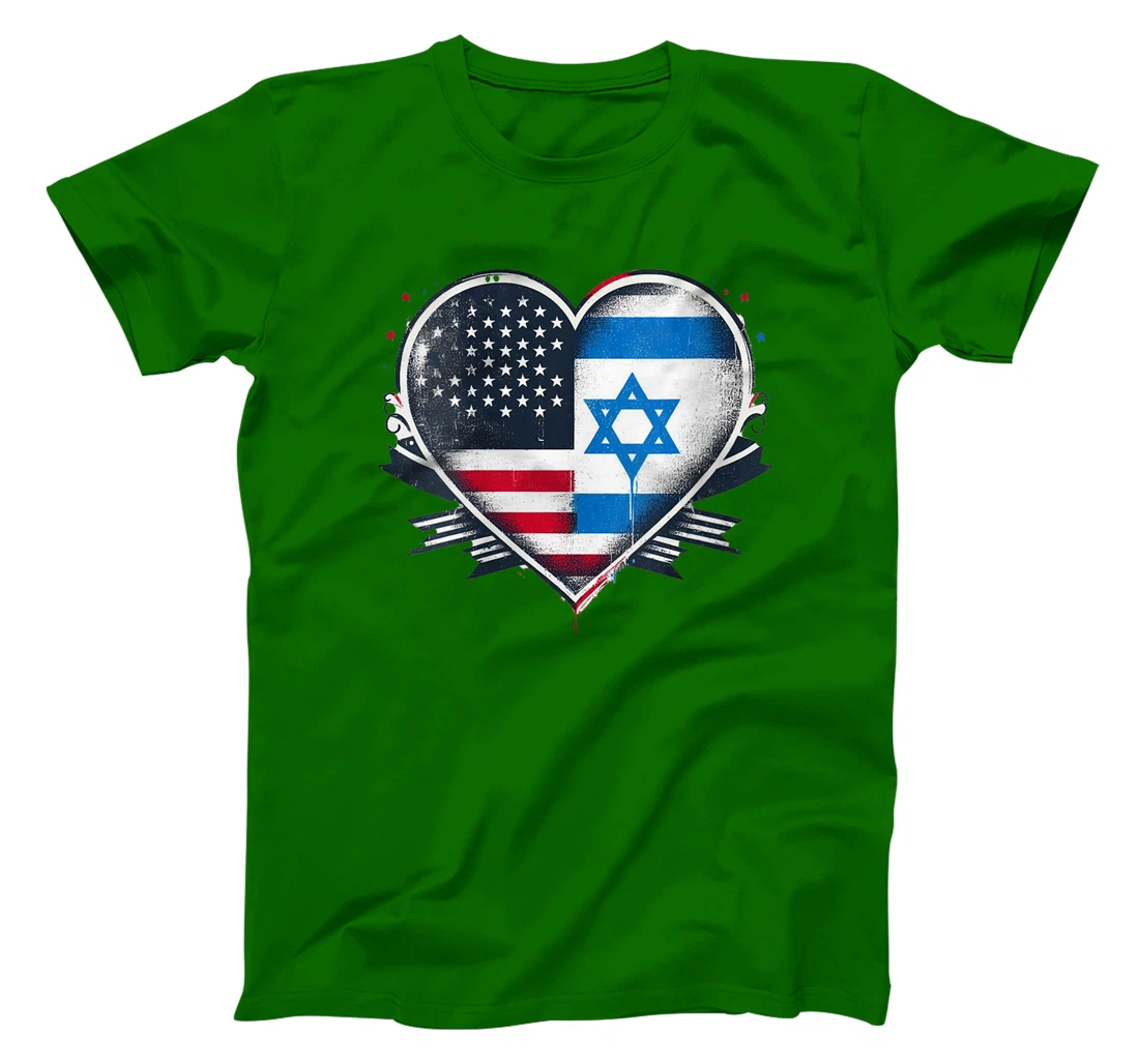 Womens USA Israel Heart - Dual Citizenship T-Shirt