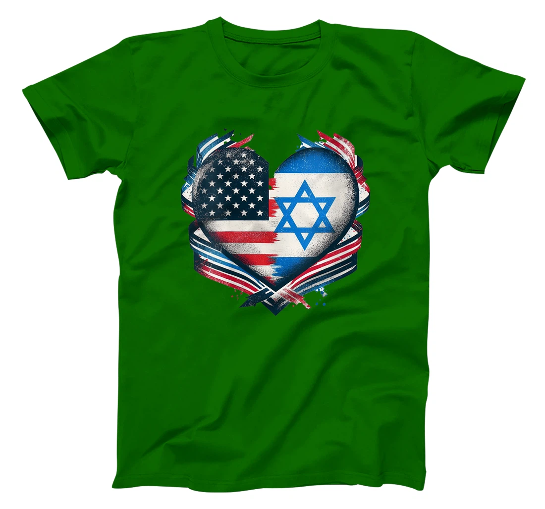 Womens USA Israel Heart - Dual Citizenship T-Shirt
