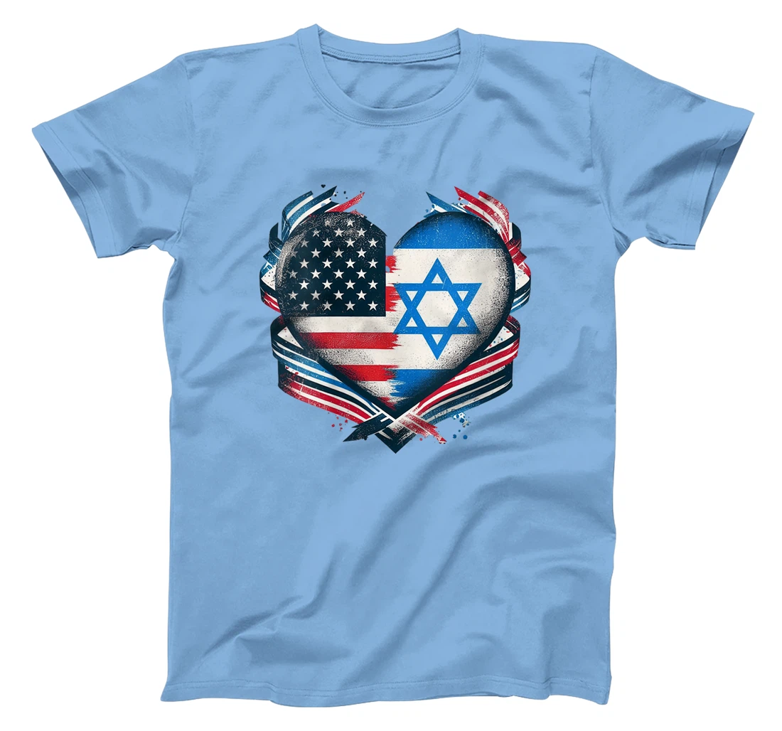 Womens USA Israel Heart - Dual Citizenship T-Shirt