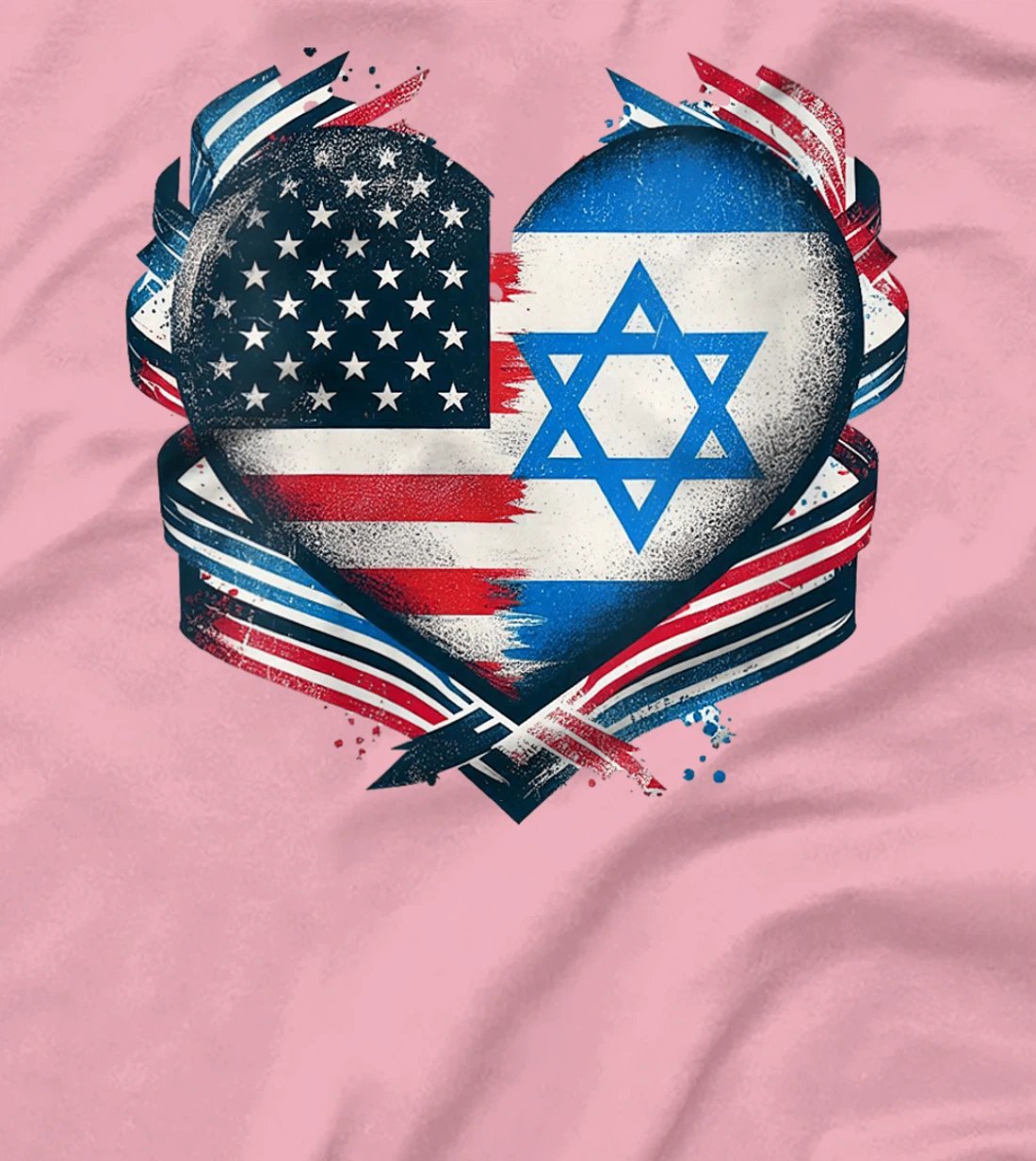 Womens USA Israel Heart - Dual Citizenship T-Shirt