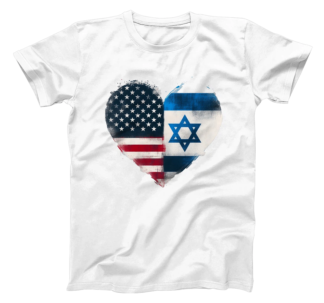 Womens USA Israel Heart - Dual Citizenship T-Shirt