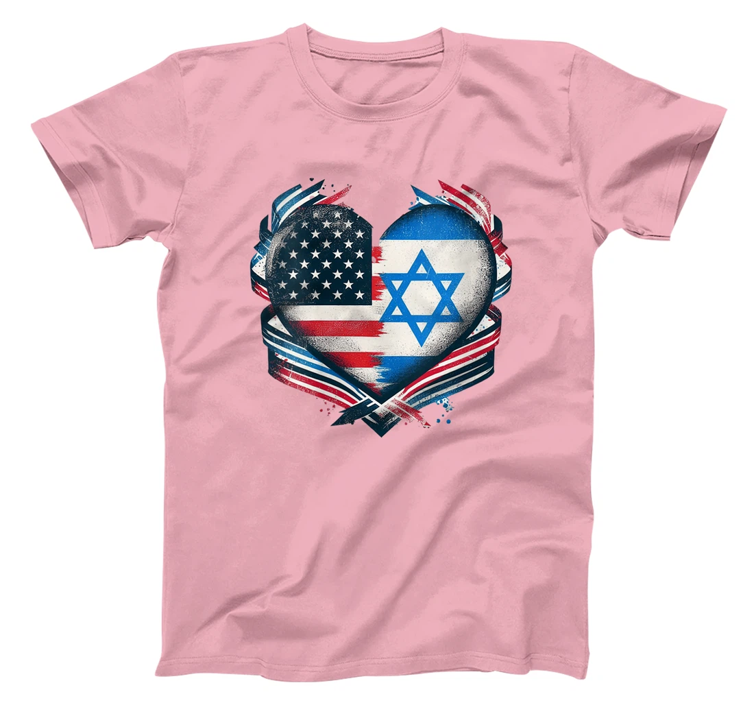 Womens USA Israel Heart - Dual Citizenship T-Shirt