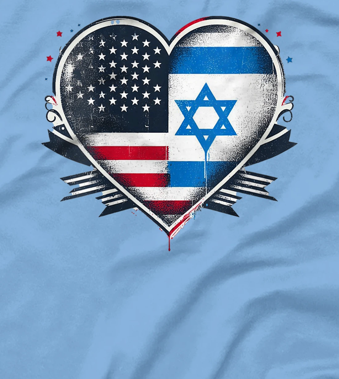 Womens USA Israel Heart - Dual Citizenship T-Shirt