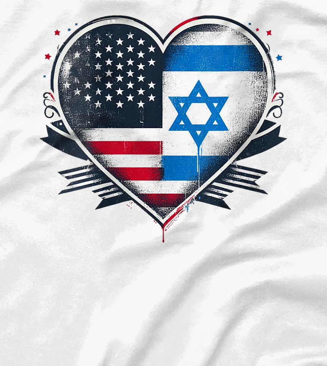 Womens USA Israel Heart - Dual Citizenship T-Shirt