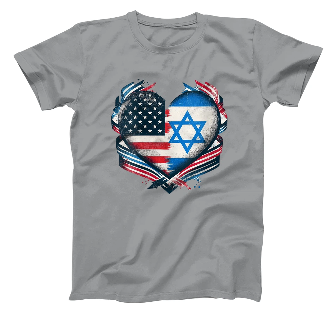 Womens USA Israel Heart - Dual Citizenship T-Shirt