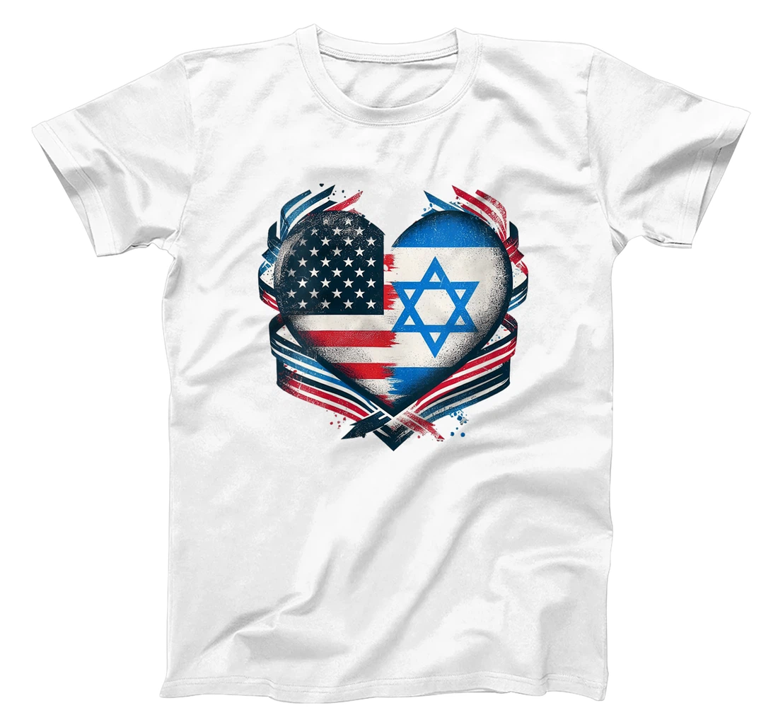 Womens USA Israel Heart - Dual Citizenship T-Shirt