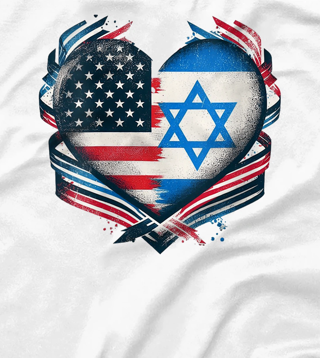 Womens USA Israel Heart - Dual Citizenship T-Shirt