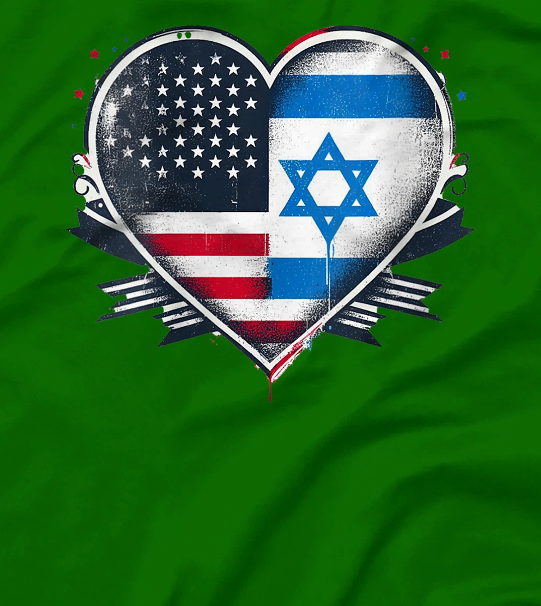 Womens USA Israel Heart - Dual Citizenship T-Shirt