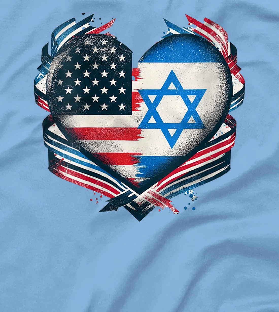 Womens USA Israel Heart - Dual Citizenship T-Shirt