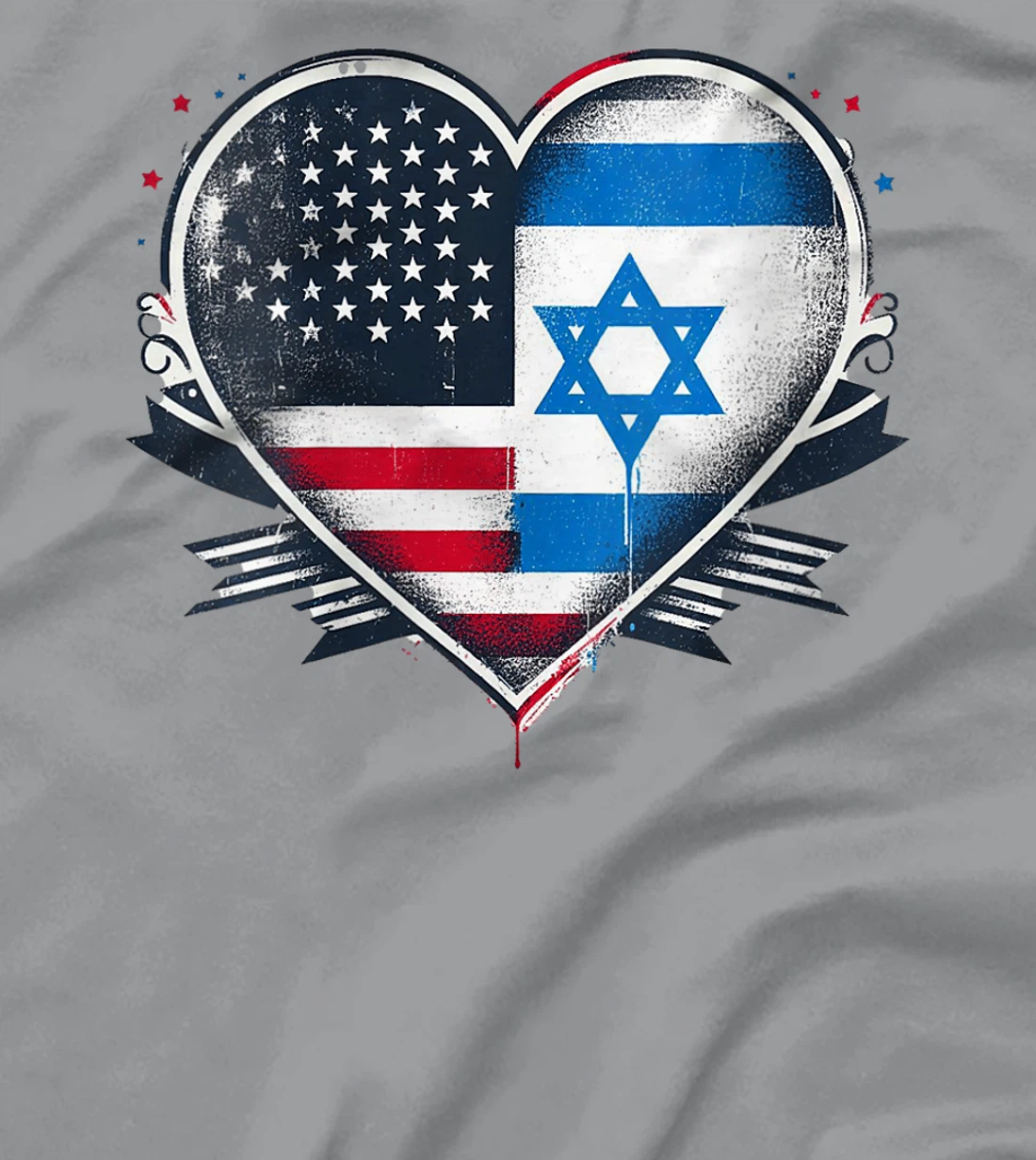 Womens USA Israel Heart - Dual Citizenship T-Shirt