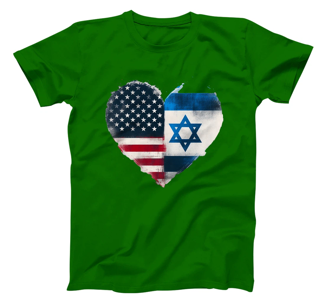Womens USA Israel Heart - Dual Citizenship T-Shirt