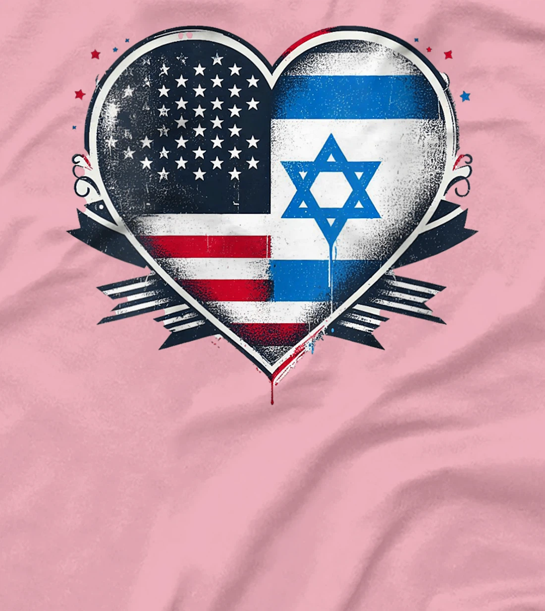 Womens USA Israel Heart - Dual Citizenship T-Shirt