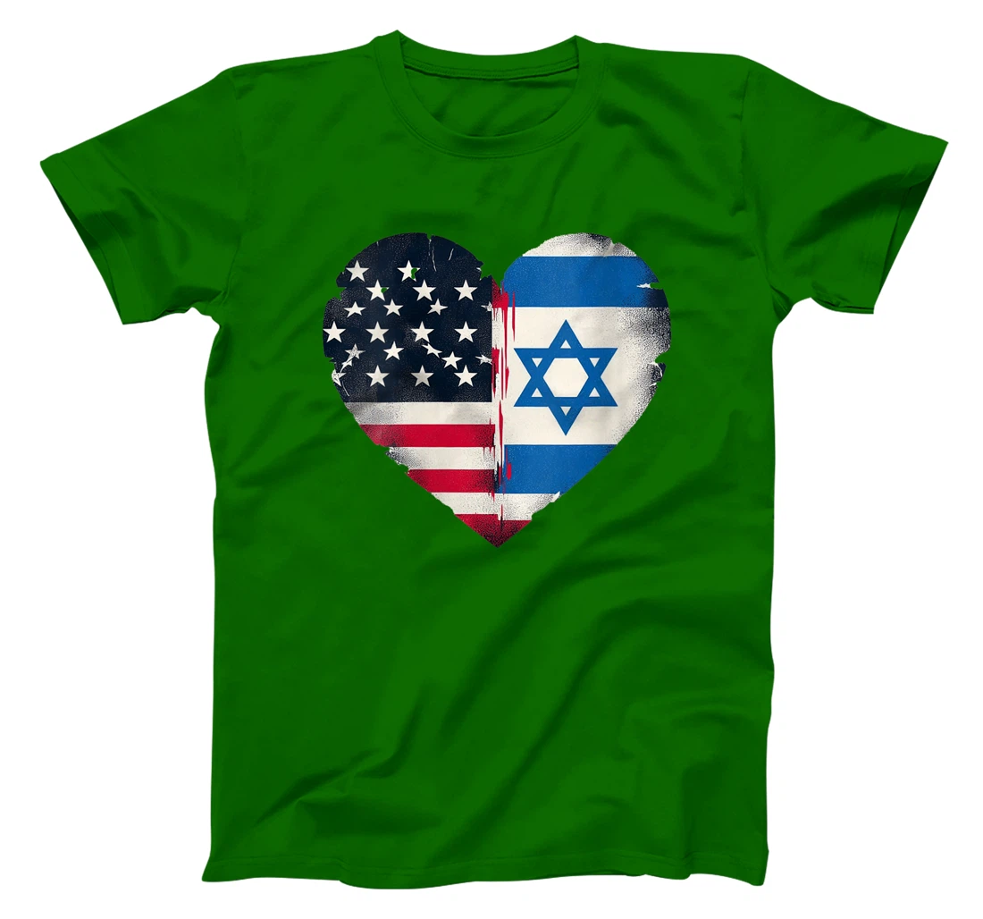 Womens USA Israel Heart - Dual Citizenship T-Shirt