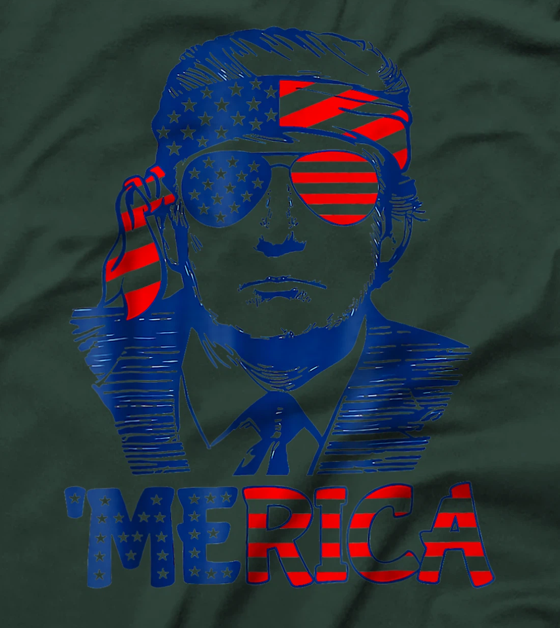 'MERICA TRUMP Happy 4th Of July Trump American Flag T-Shirt