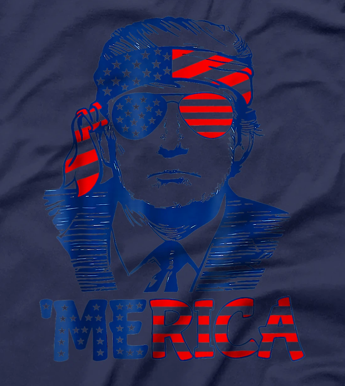 'MERICA TRUMP Happy 4th Of July Trump American Flag T-Shirt