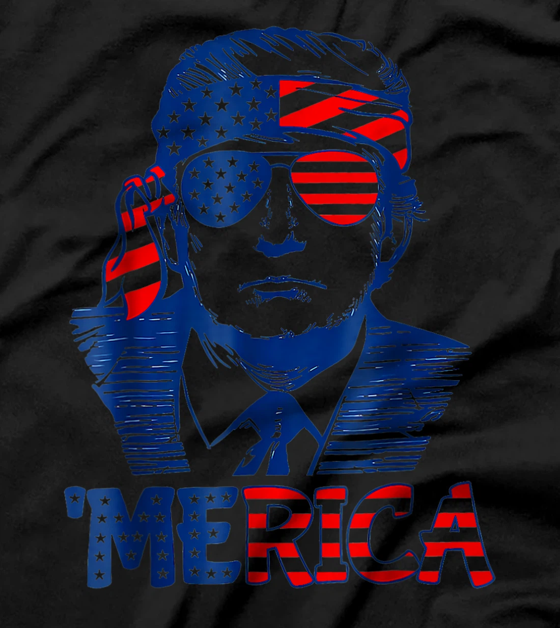 'MERICA TRUMP Happy 4th Of July Trump American Flag T-Shirt