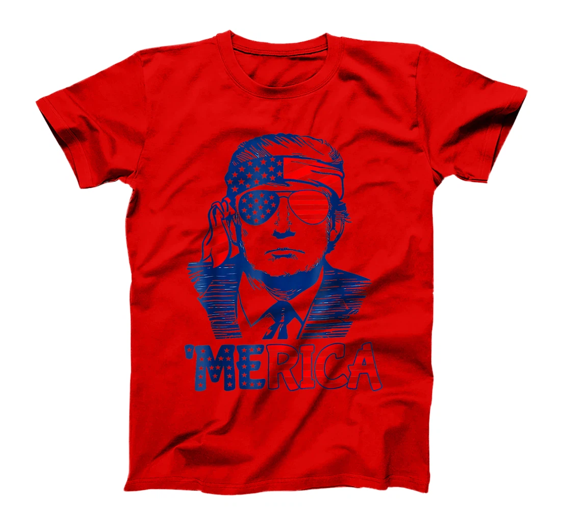 'MERICA TRUMP Happy 4th Of July Trump American Flag T-Shirt