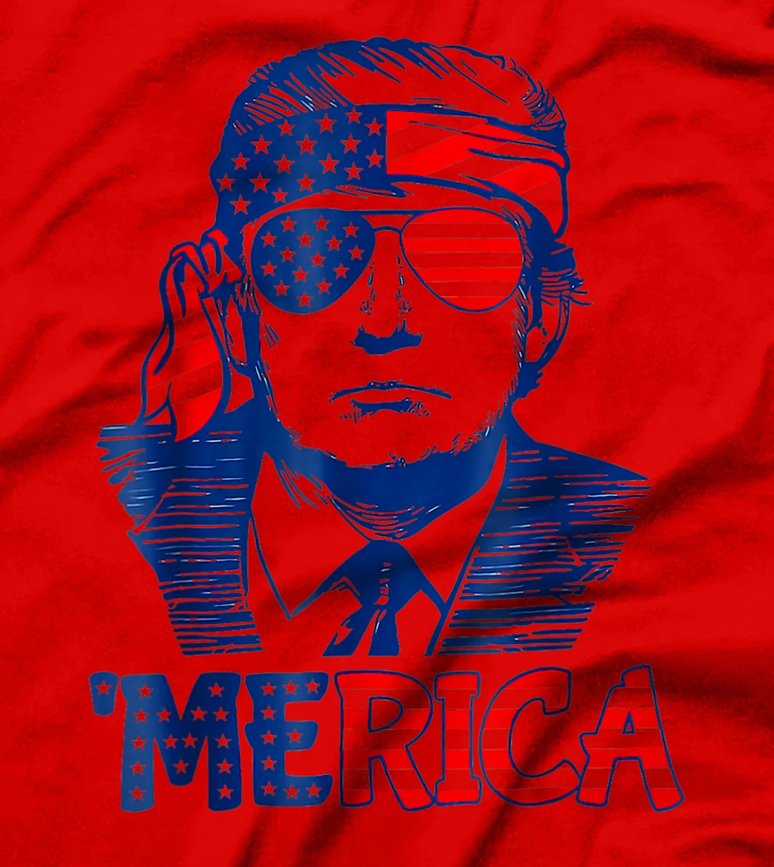 'MERICA TRUMP Happy 4th Of July Trump American Flag T-Shirt