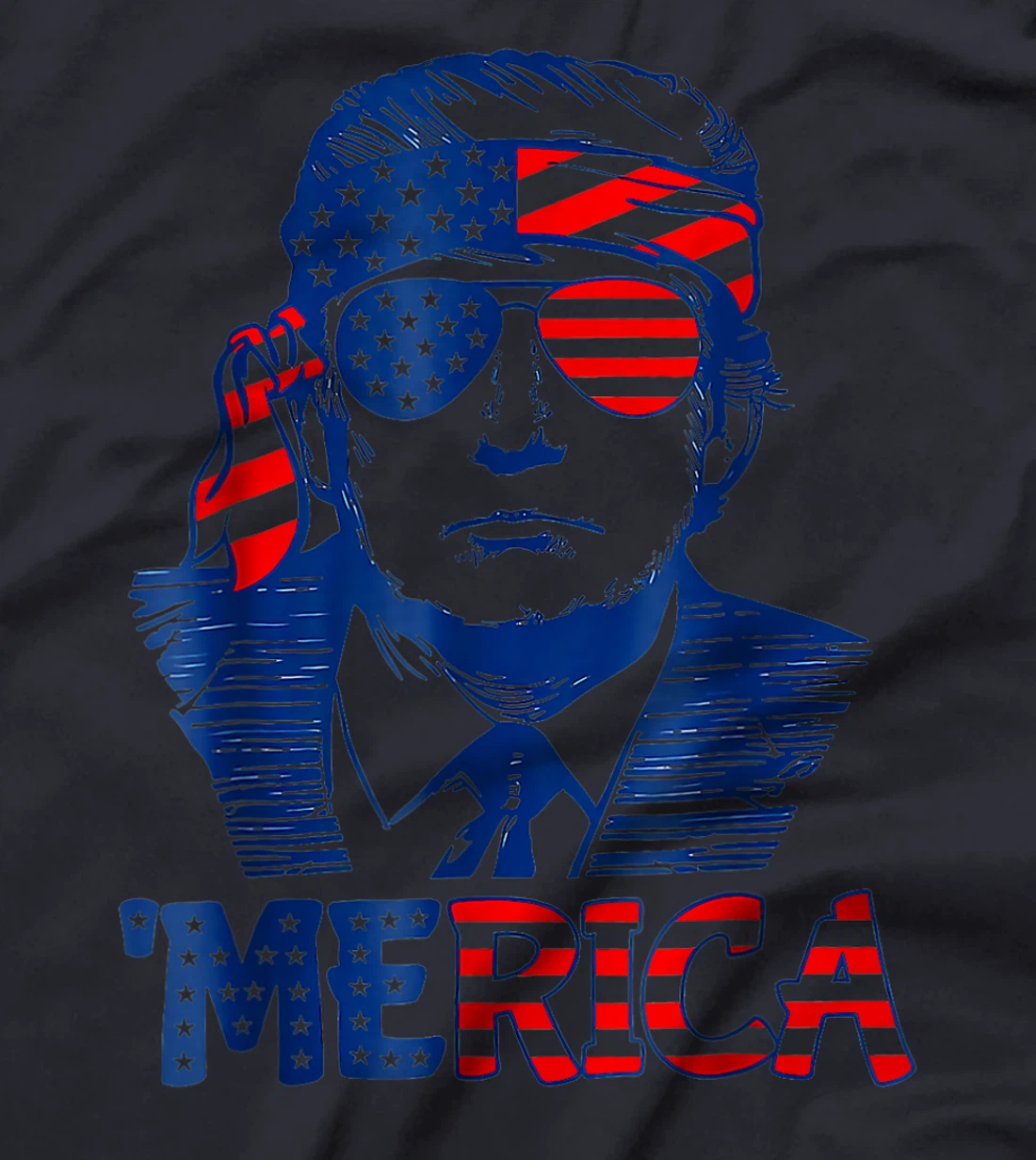 'MERICA TRUMP Happy 4th Of July Trump American Flag T-Shirt