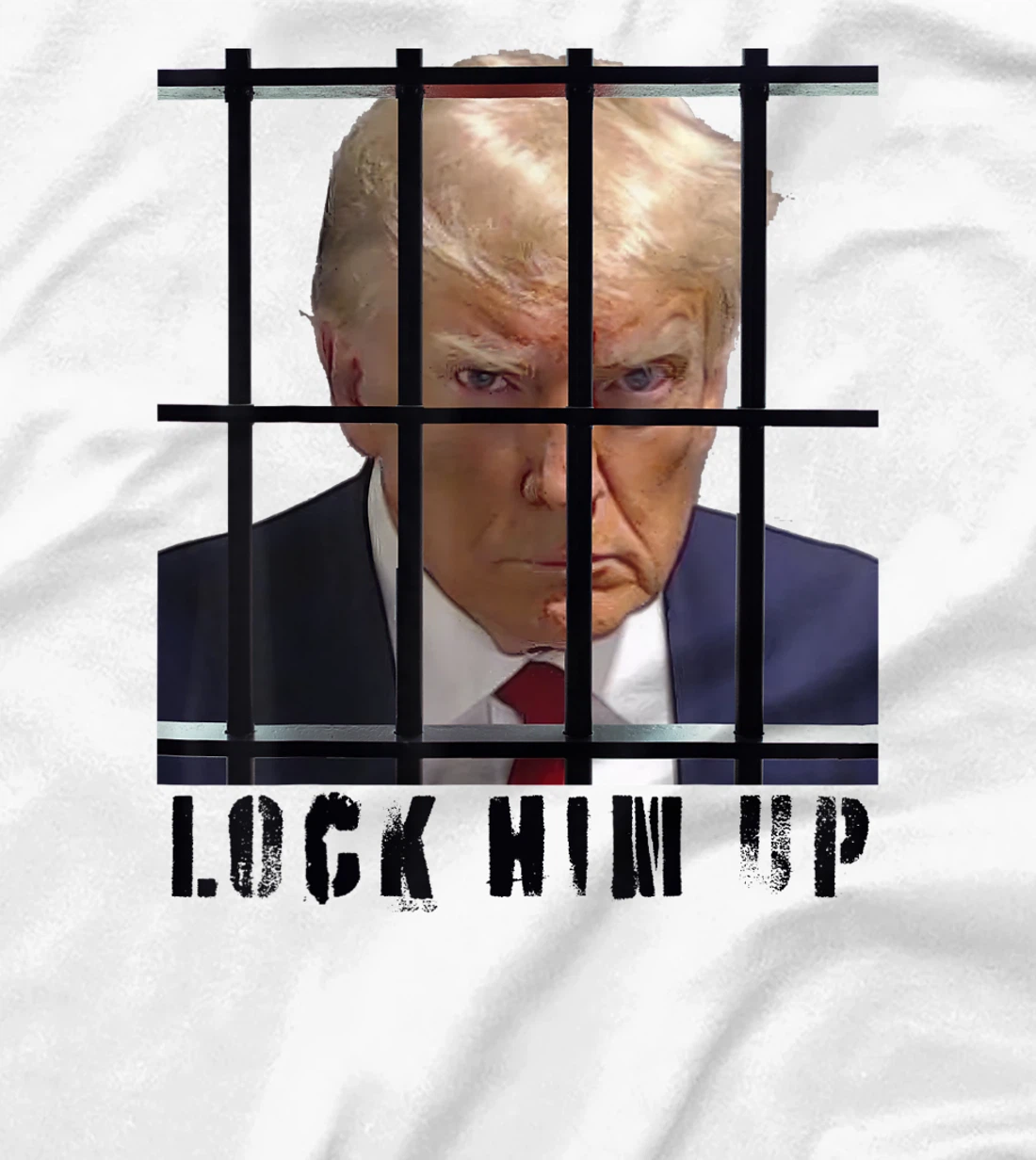 Lock Him Up Donald Trump Behind Bars Authentic Mugshot Photo T-Shirt