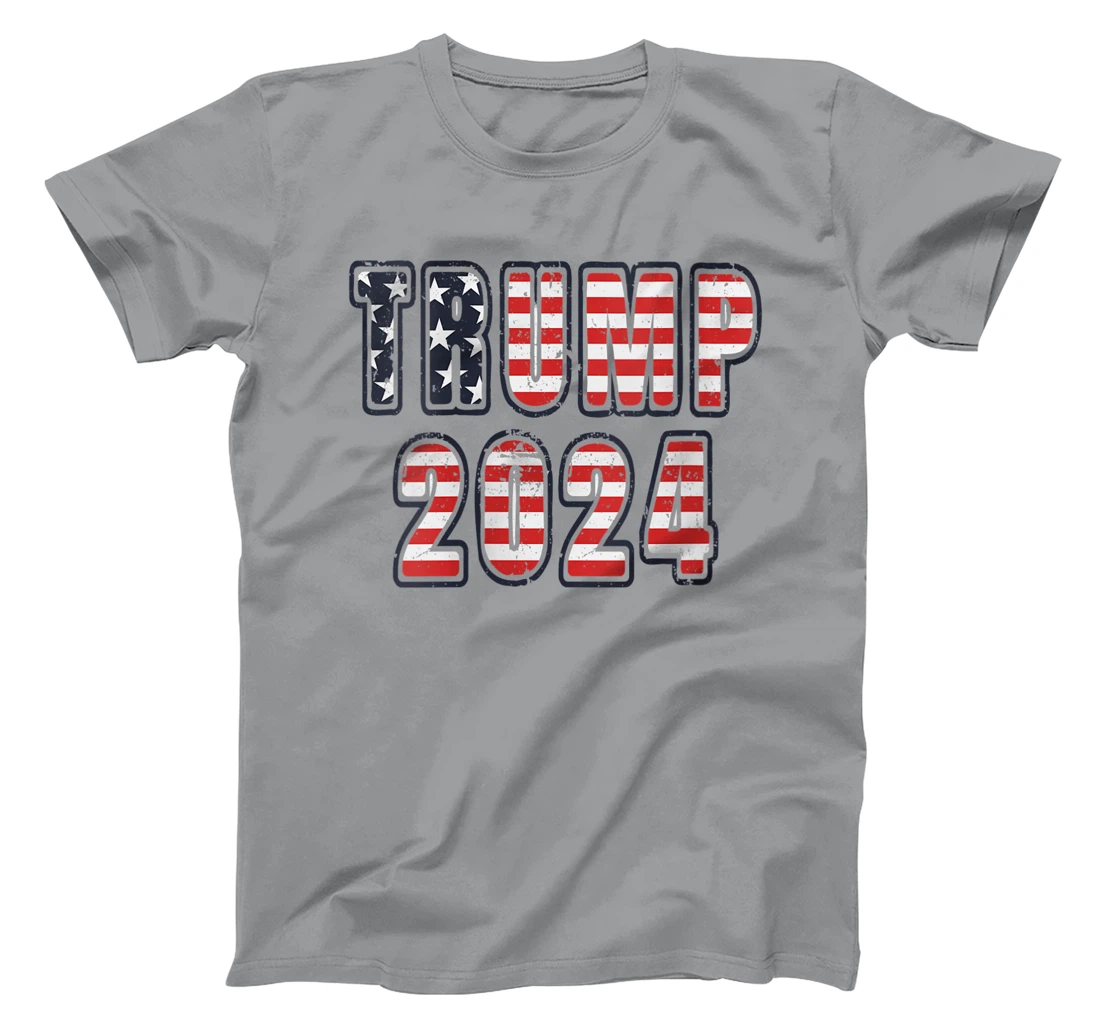 Womens Vintage Trump 2024 American Flag T-Shirt