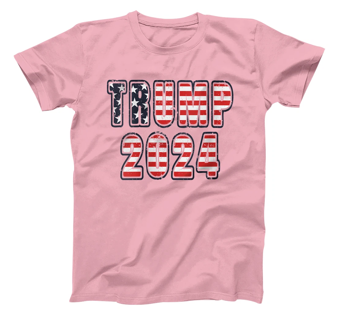 Womens Vintage Trump 2024 American Flag T-Shirt