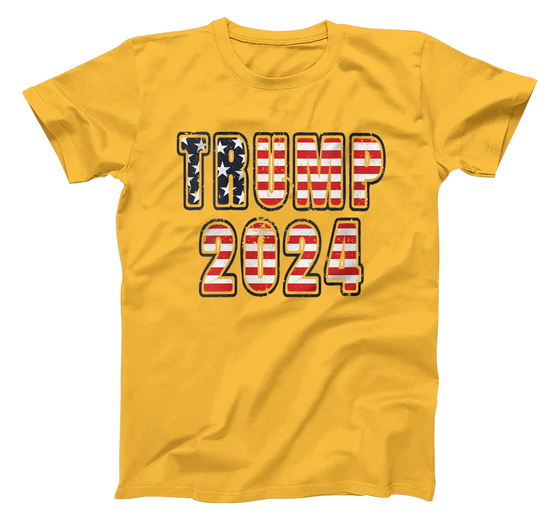 Womens Vintage Trump 2024 American Flag T-Shirt