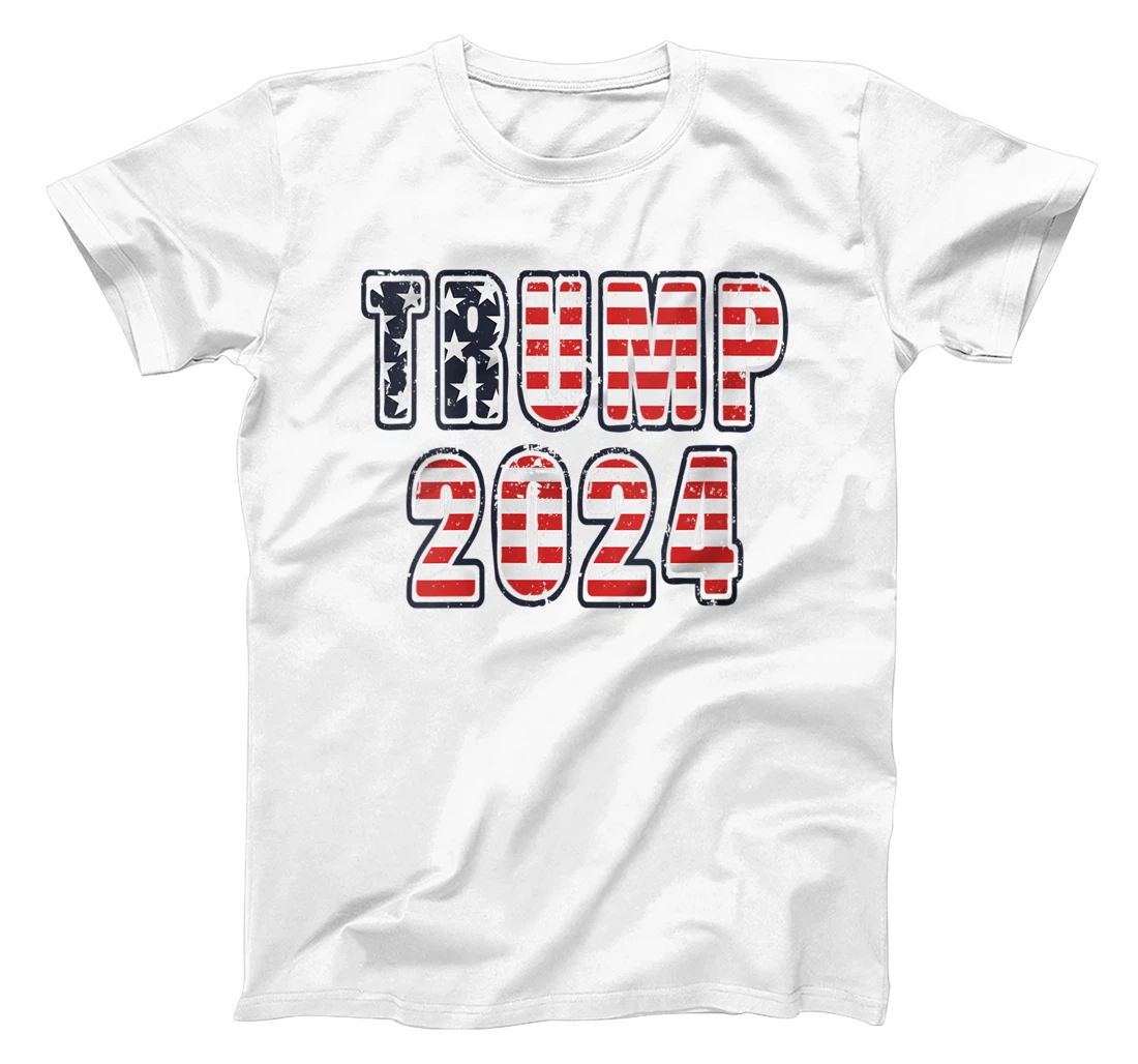 Womens Vintage Trump 2024 American Flag T-Shirt