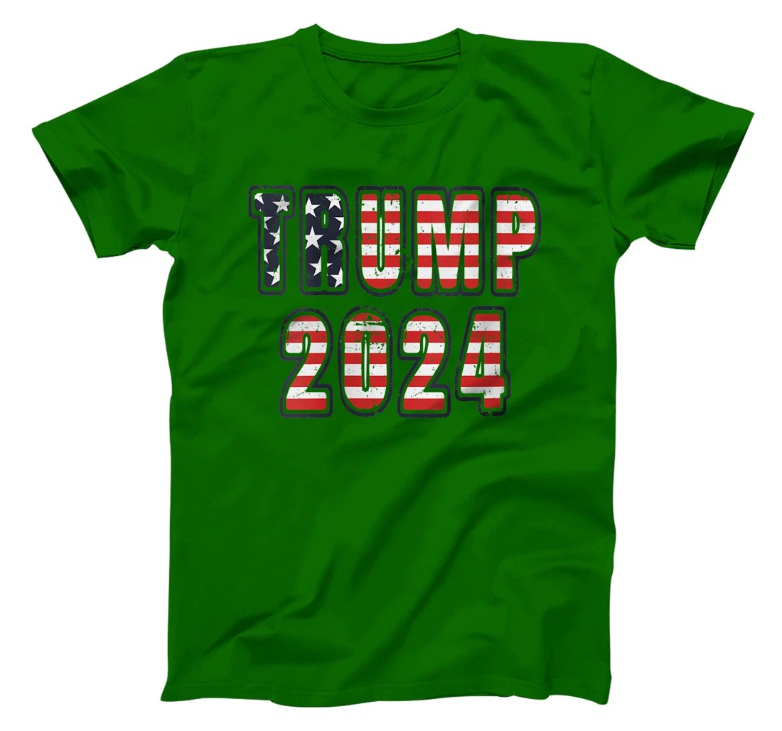 Womens Vintage Trump 2024 American Flag T-Shirt
