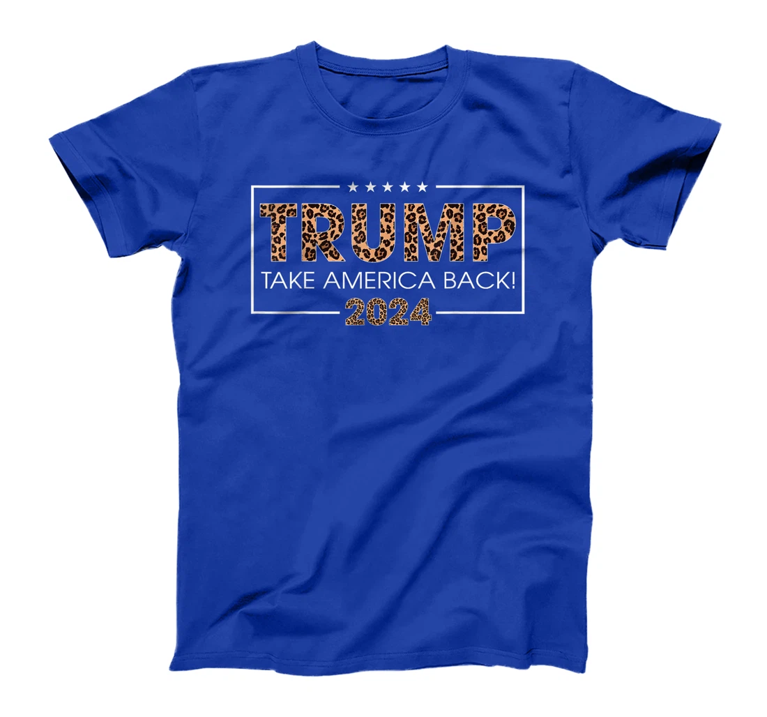 Womens Donald Trump 2024 Take America Back Leopard Print Gift Women T-Shirt