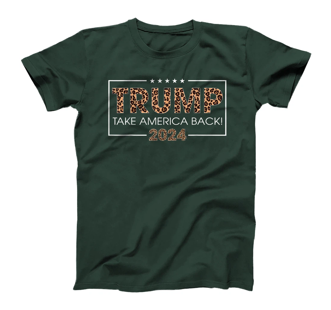 Womens Donald Trump 2024 Take America Back Leopard Print Gift Women T-Shirt