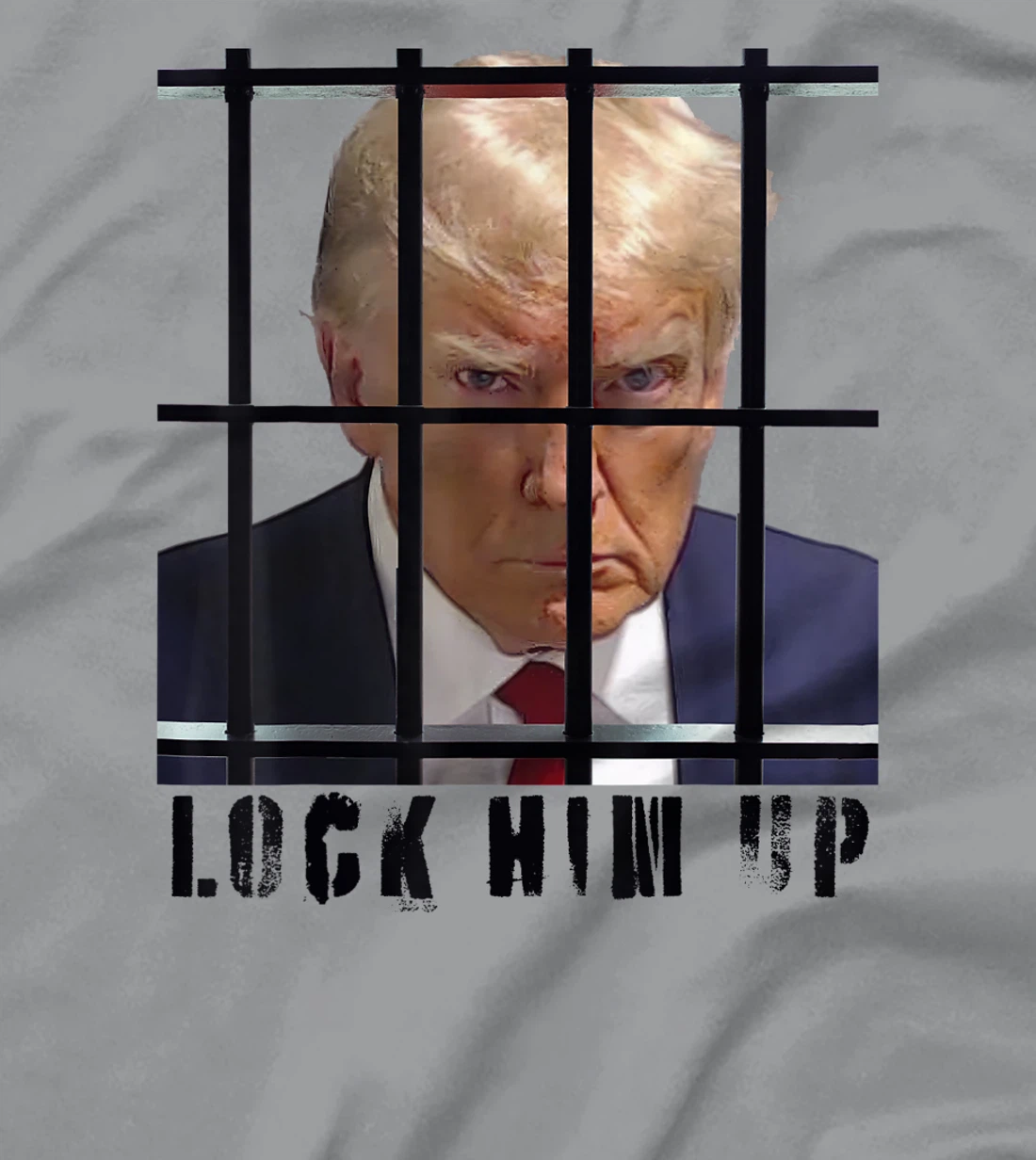 Lock Him Up Donald Trump Behind Bars Authentic Mugshot Photo T-Shirt