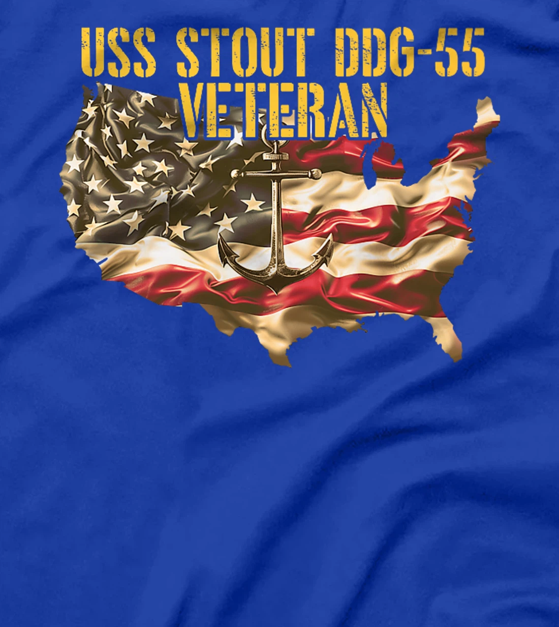 Womens Vintage USS Stout DDG-55 Destroyer Veteran US Flag T-Shirt