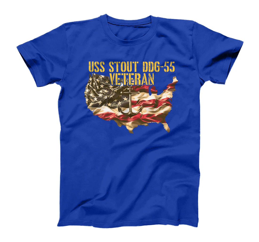 Womens Vintage USS Stout DDG-55 Destroyer Veteran US Flag T-Shirt