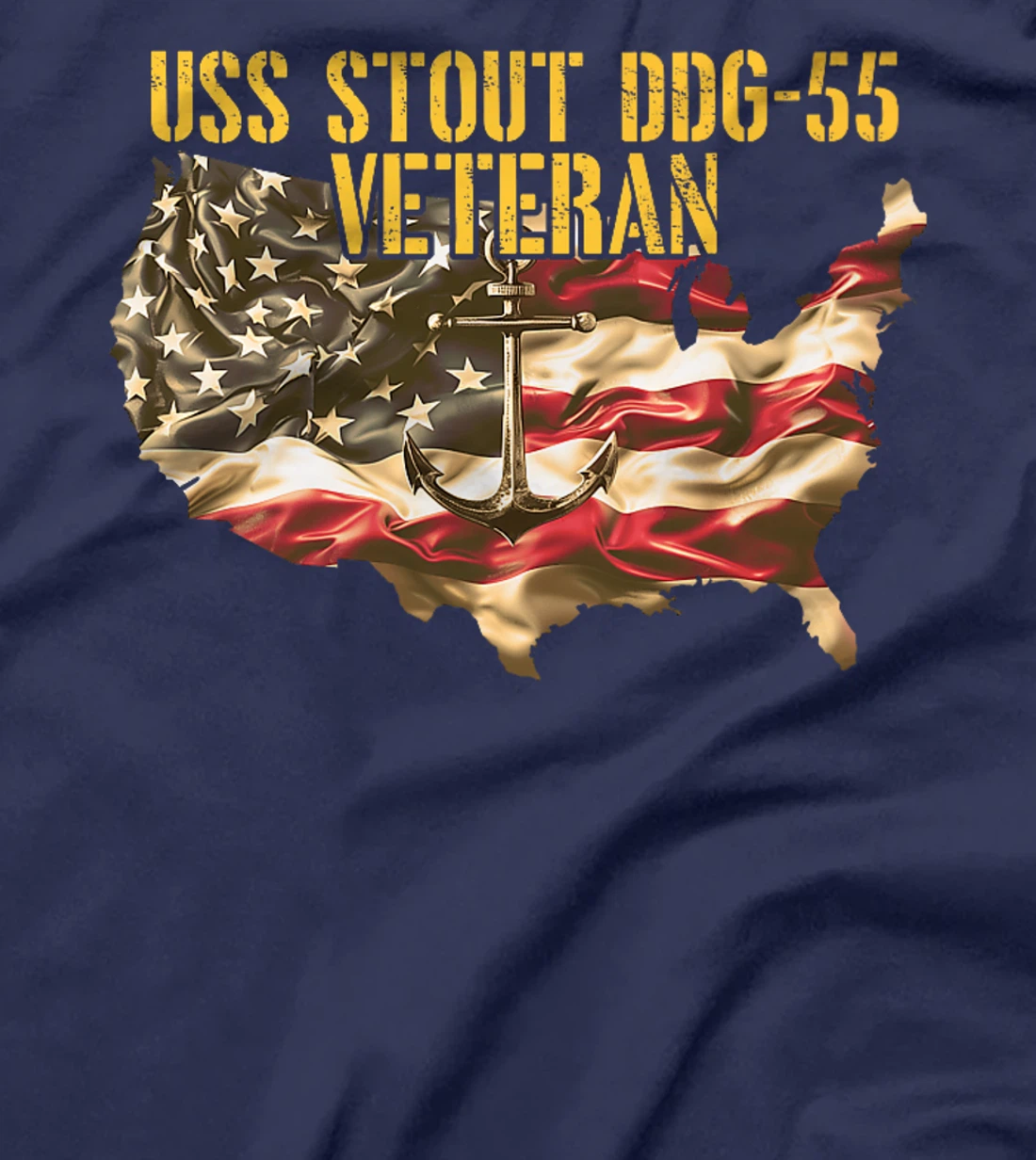 Womens Vintage USS Stout DDG-55 Destroyer Veteran US Flag T-Shirt
