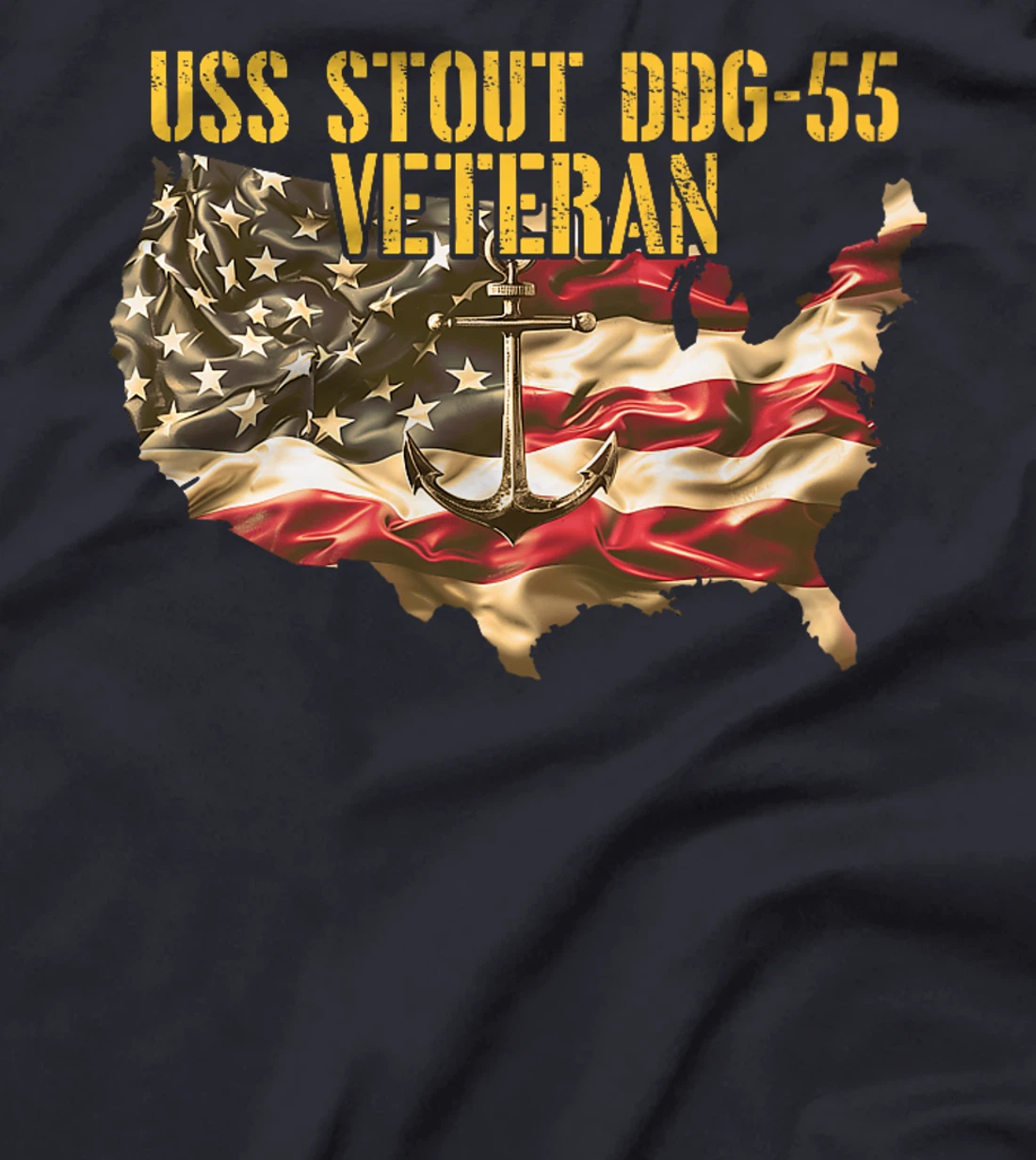 Womens Vintage USS Stout DDG-55 Destroyer Veteran US Flag T-Shirt