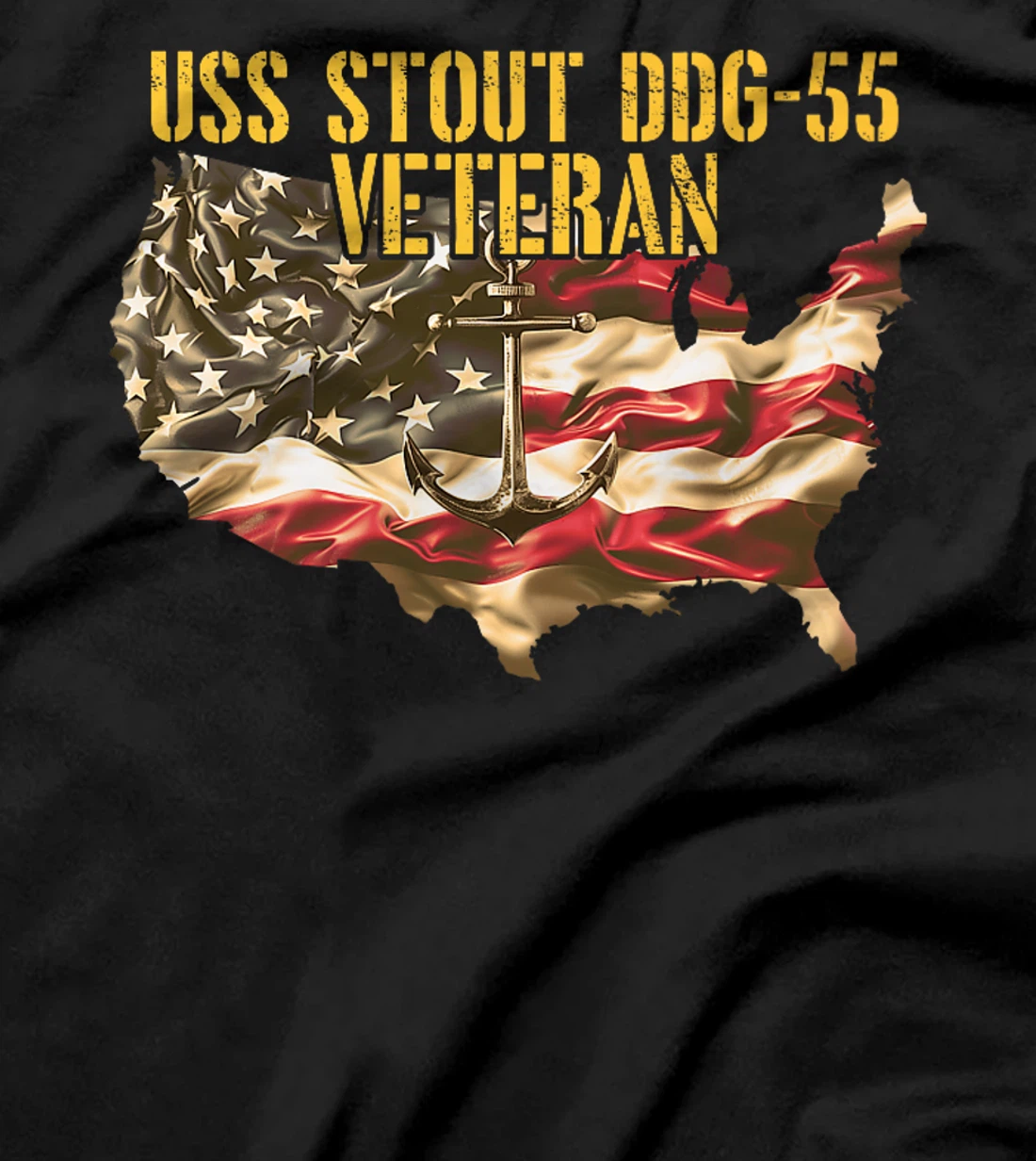 Womens Vintage USS Stout DDG-55 Destroyer Veteran US Flag T-Shirt