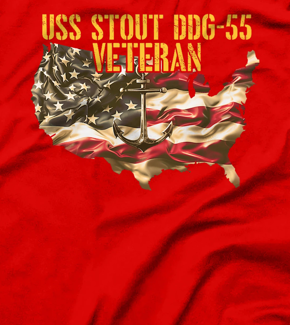 Womens Vintage USS Stout DDG-55 Destroyer Veteran US Flag T-Shirt
