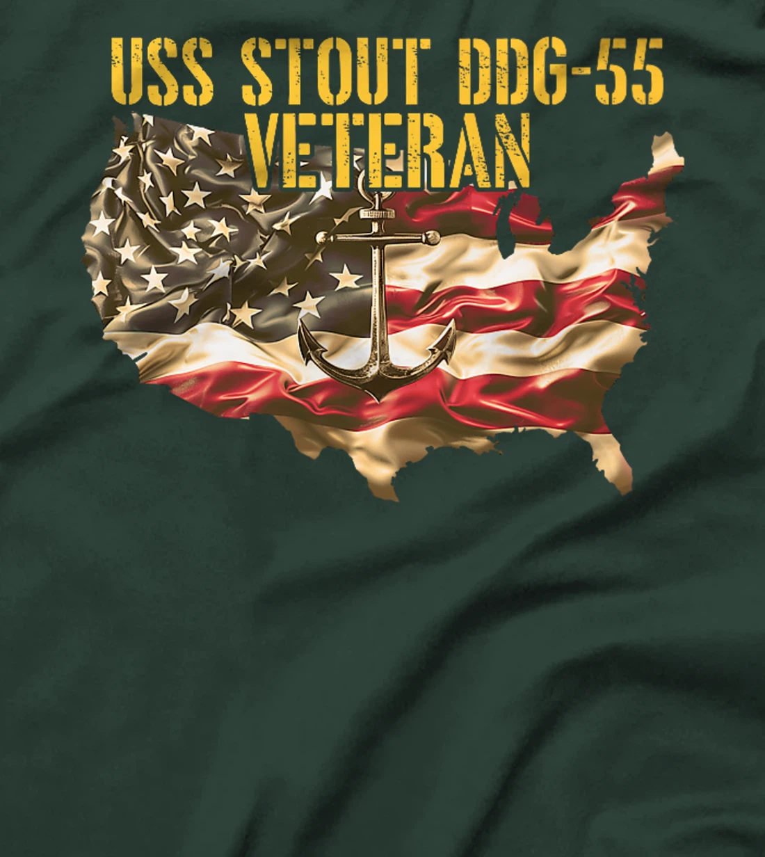 Womens Vintage USS Stout DDG-55 Destroyer Veteran US Flag T-Shirt