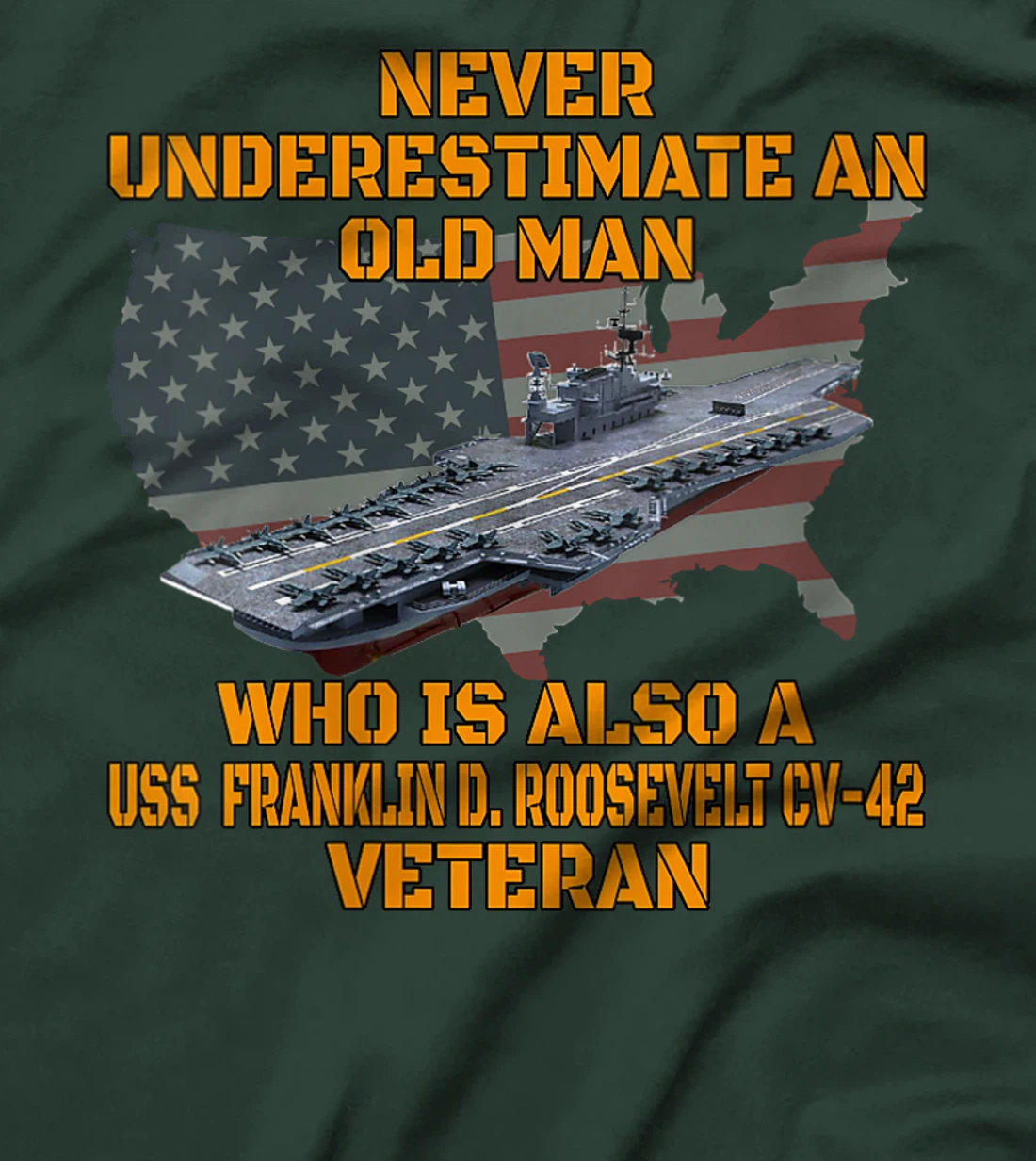 Veteran Aircraft Carrier Franklin D. Roosevelt CV-42 Warship T-Shirt