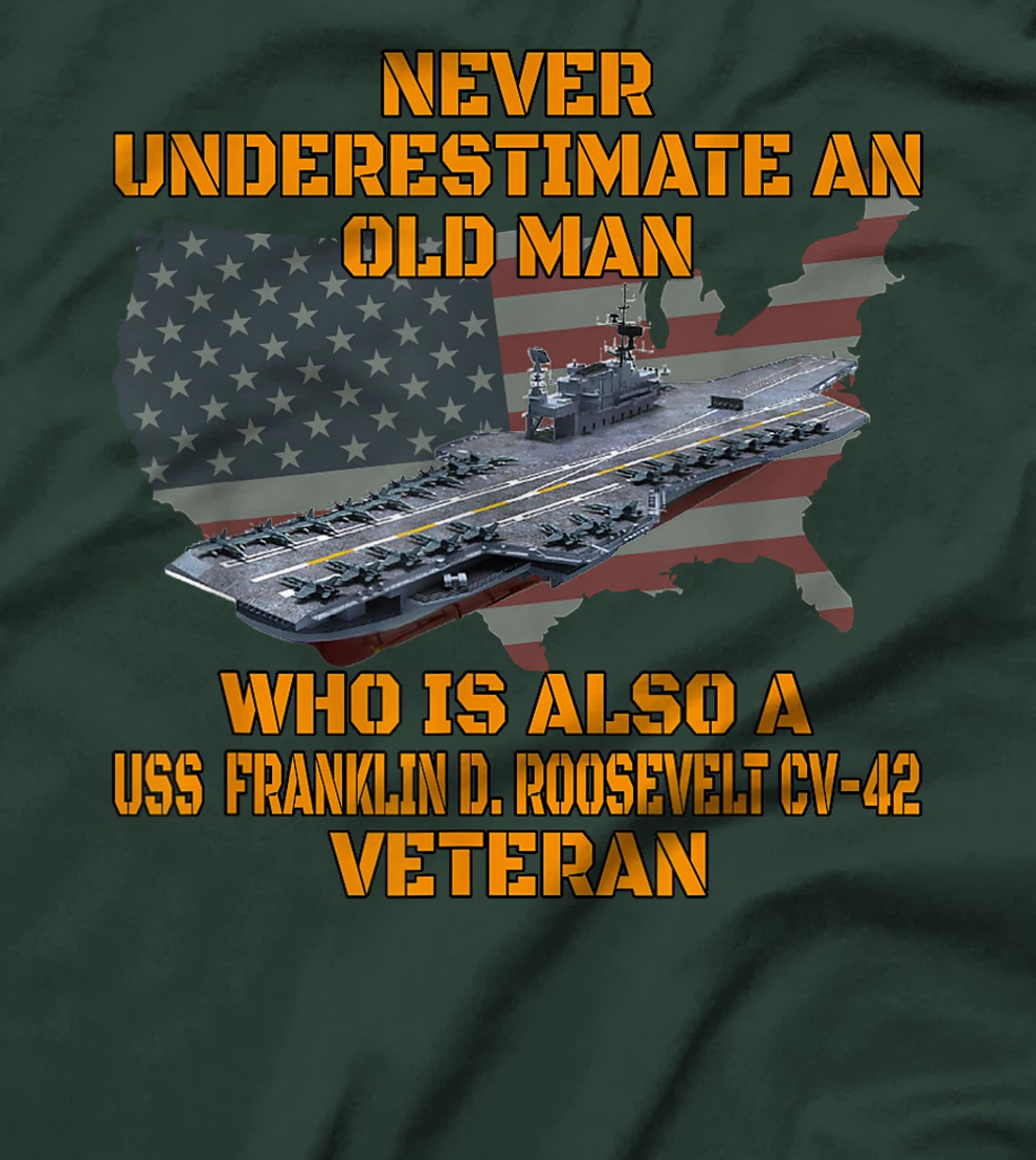 Veteran Aircraft Carrier Franklin D. Roosevelt CV-42 Warship T-Shirt