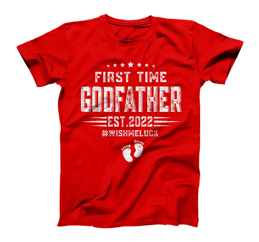 Mens Funny First Time Godfather Est 2022 Fathers Day T-Shirt