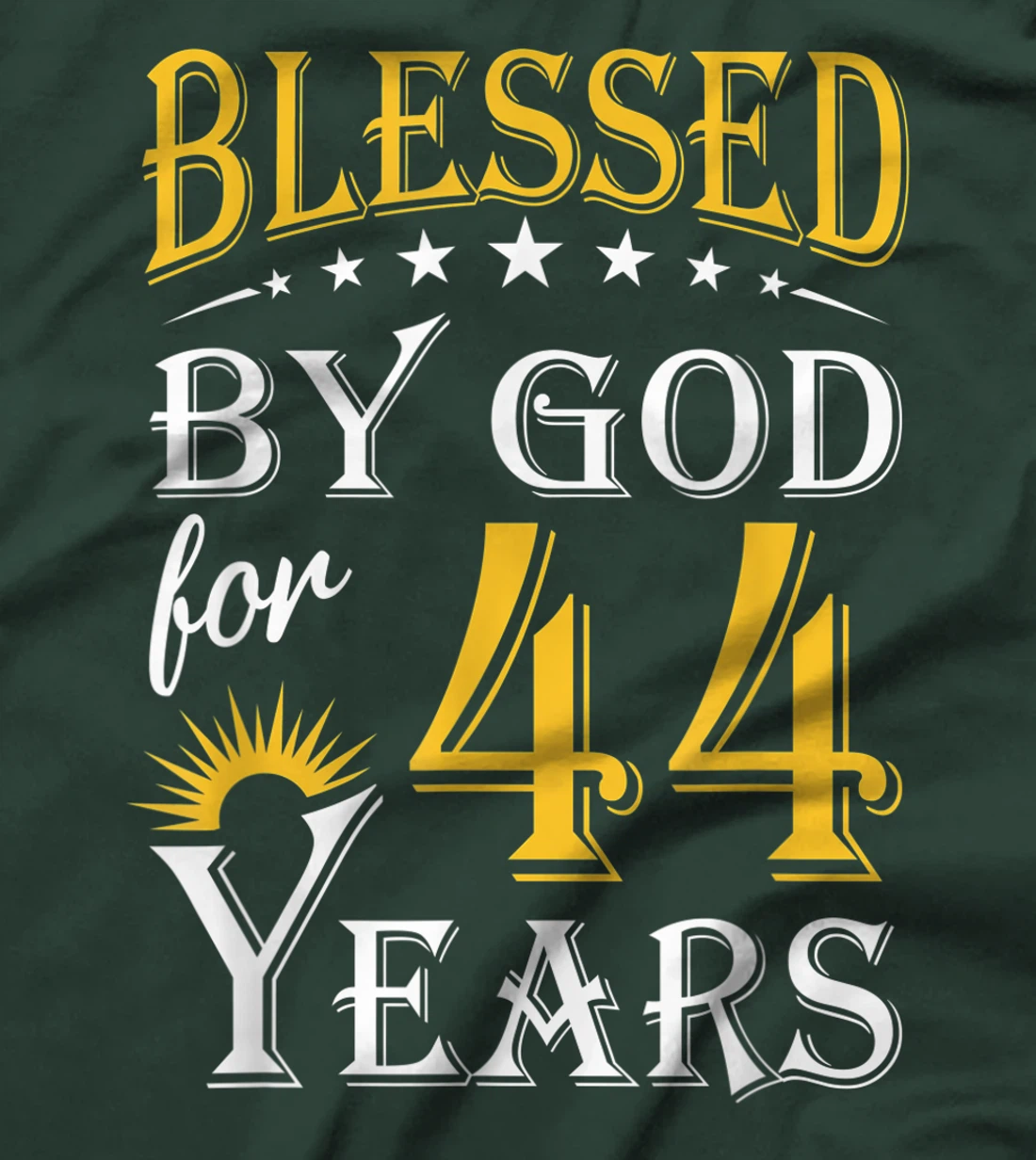 Vintage Blessed by God for 44 years Happy 44th Birthday T-Shirt